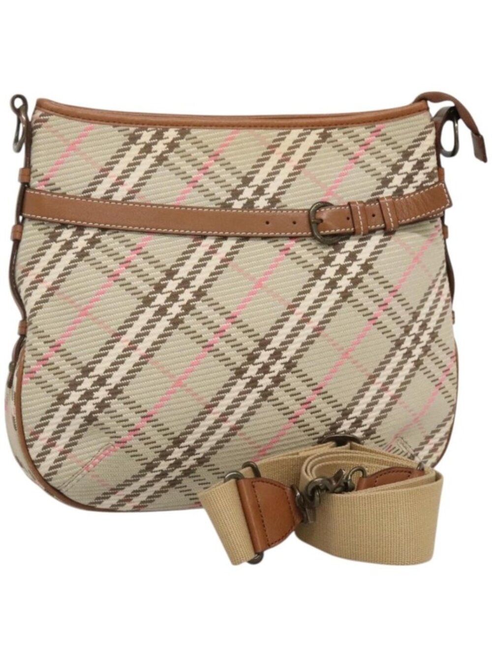 BURBERRY Nova Check Blue Label Shoulder Bag Canvas Beige